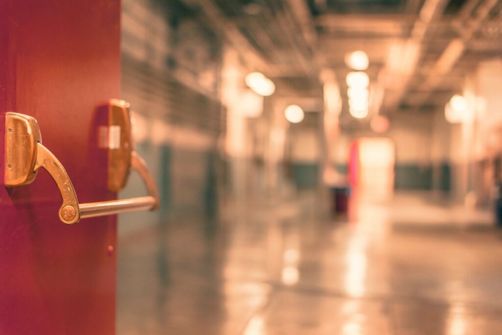 Door opening to hallway in Texas schools